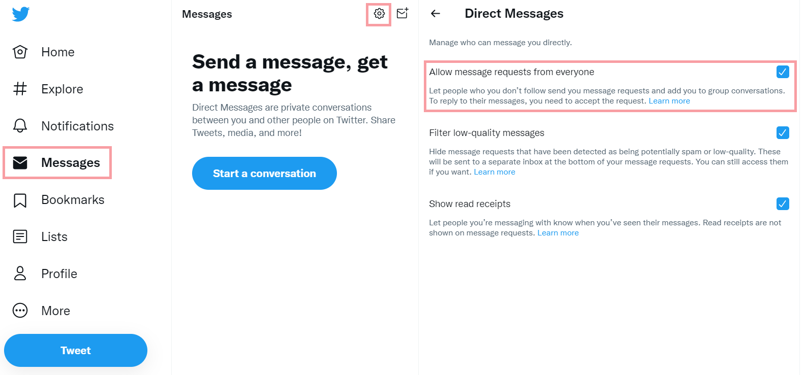 How To Allow New Direct Messages On Twitter Quickwork Support Center